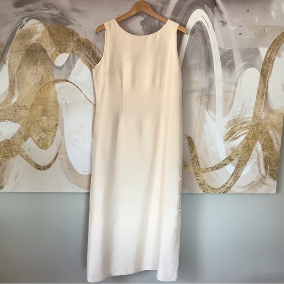 APRIL CORNELL | Vintage 100% Silk Peach Sheath MIDI Dress w/ Jacket Size M EUC - Picture 4 of 16